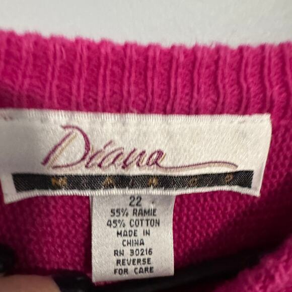 Vintage Diana Marco Deep Pink Beaded Sequin Pullover Sweater Womens Plus Size 22 - Picture 5 of 7